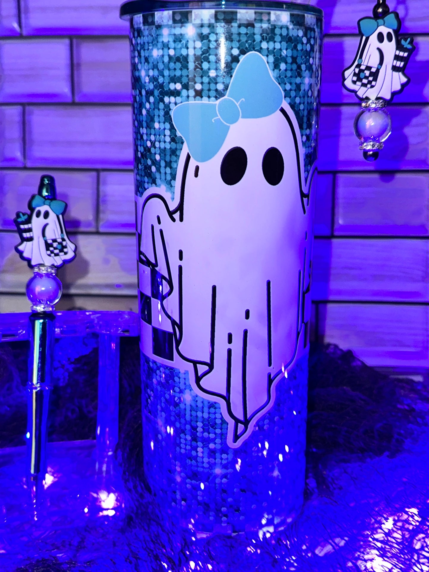 Boujee Ghost - Aqua | 20oz Tumbler | Pen | Straw Charm