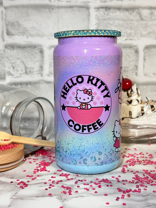 Kitty Glass Cup | 16 oz Glass Can Cup