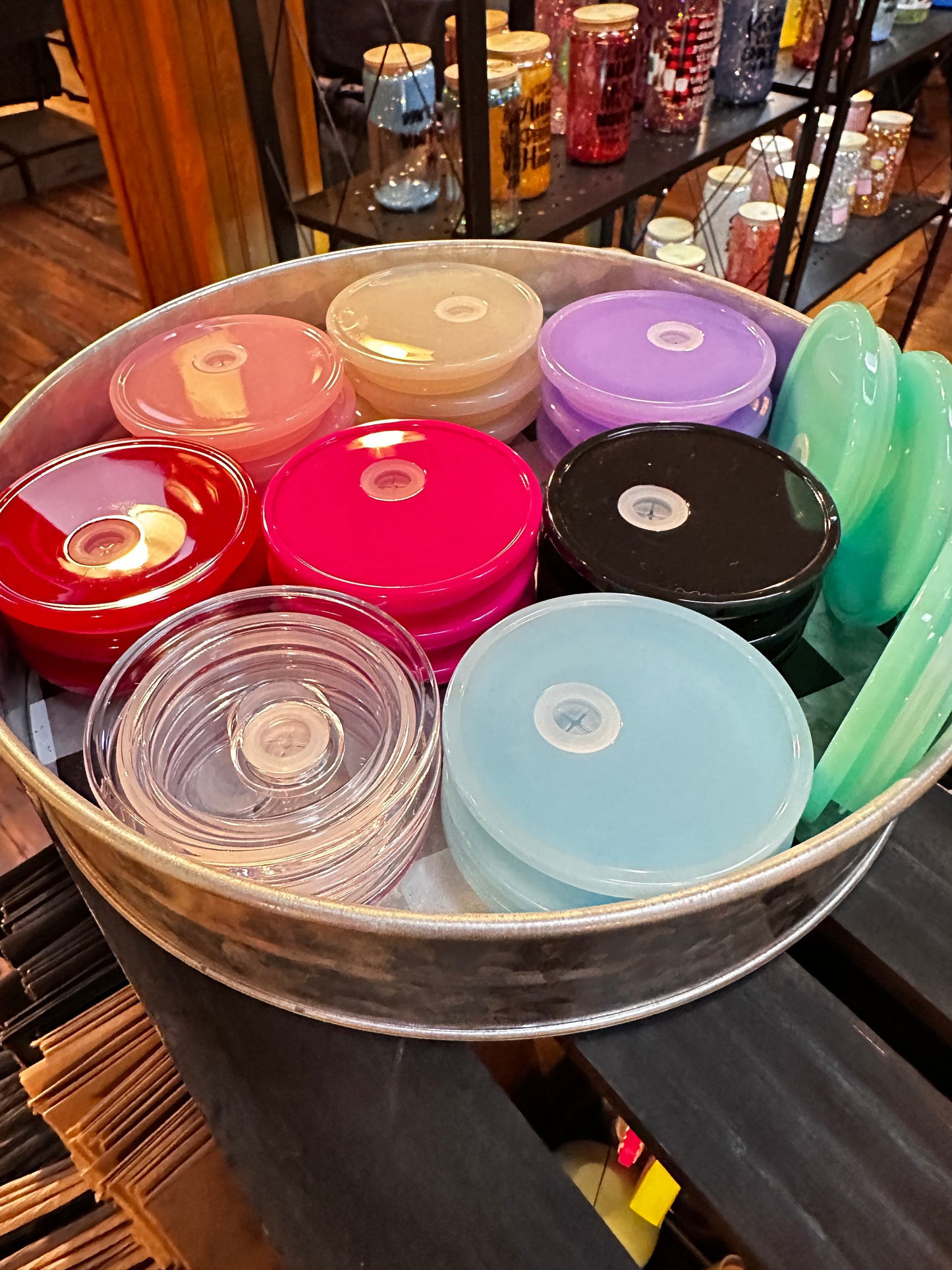 Acrylic Color Lids - Fits 12oz and 16oz Glass Can Cups