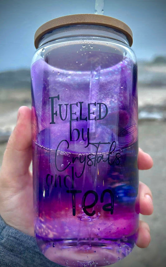 Fueled by Crystals and Tea | 16oz Glass Can Cup