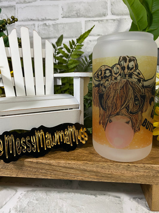 Suck It Up Buttercup - Highland Cow | 16oz Glass Can Cup