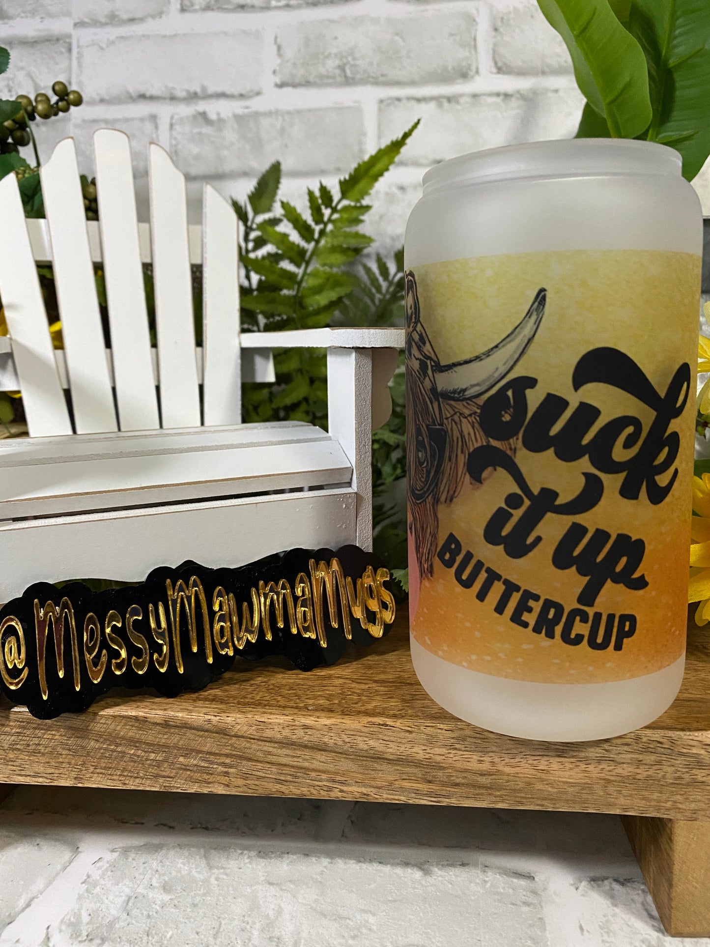 Suck It Up Buttercup - Highland Cow | 16oz Glass Can Cup