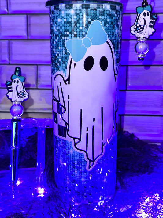 Boujee Ghost - Aqua | 20oz Tumbler | Pen | Straw Charm
