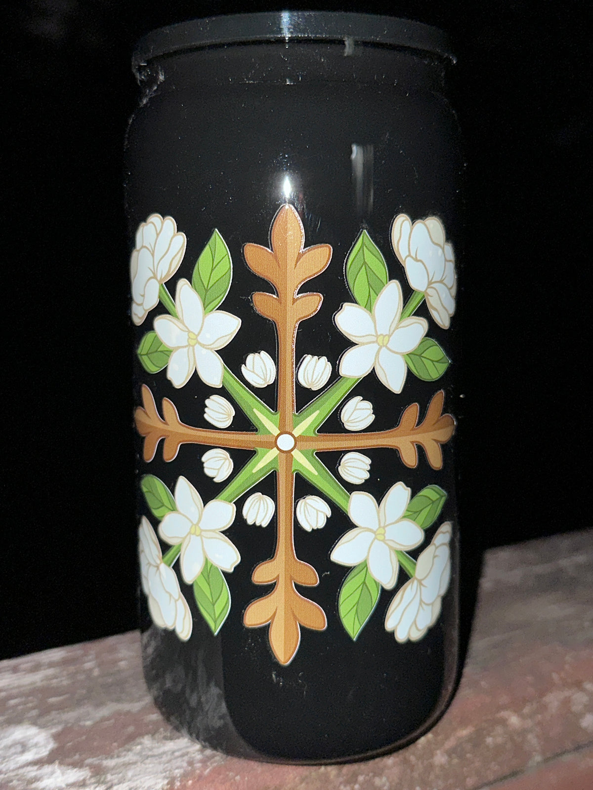 Hawaiian Quilt - Pikake 16 oz Glass Cups