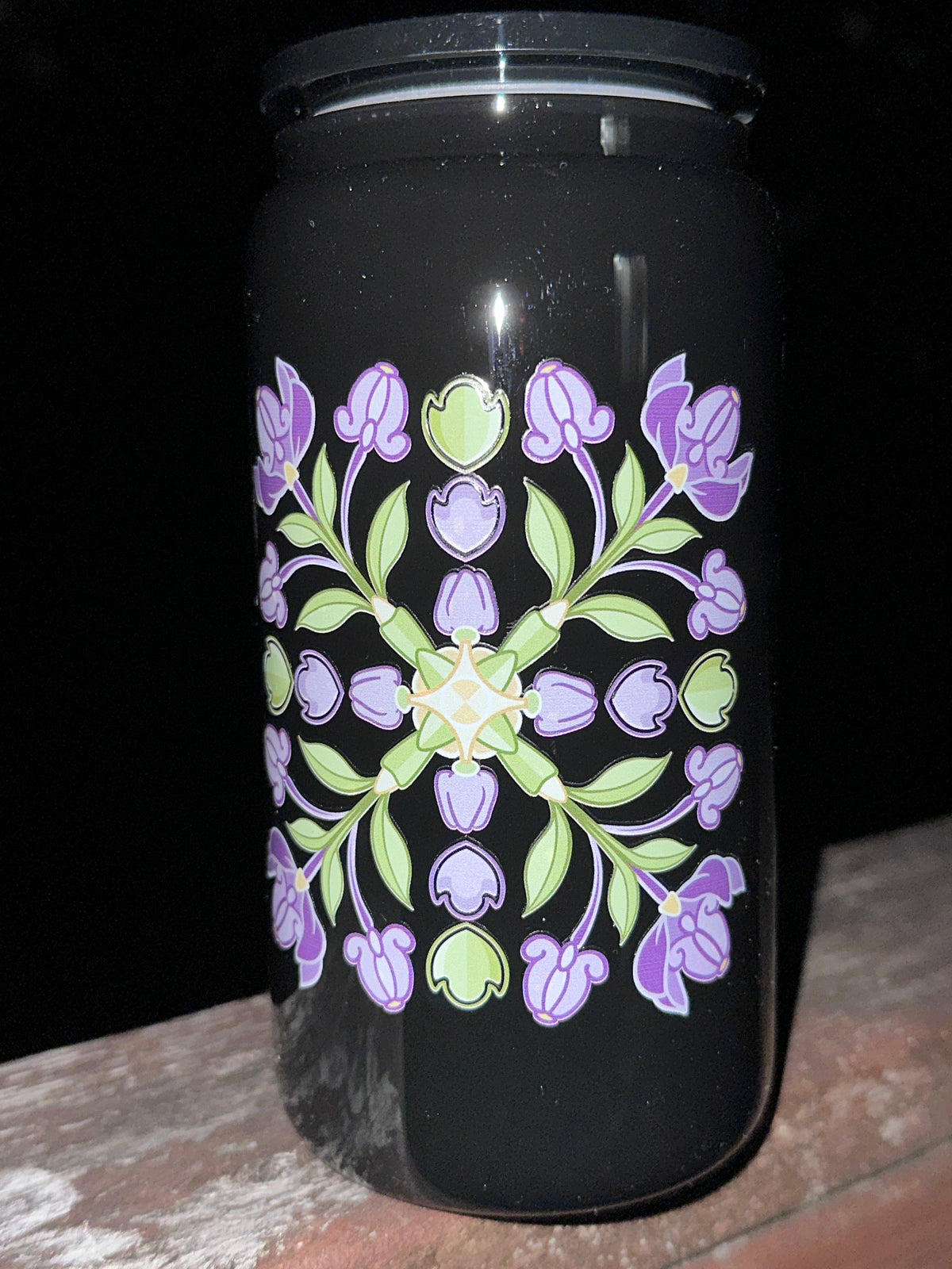 Hawaiian Quilt - Crown Flower 16 oz Glass Cups