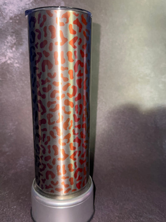 Rainbow Leopard Print - Brushed Metal Stainless Steel | 20oz Tumbler