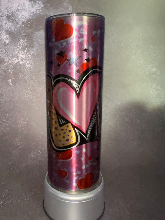 "Love" and hearts - Brushed Metal Stainless Steel | 20oz Tumbler